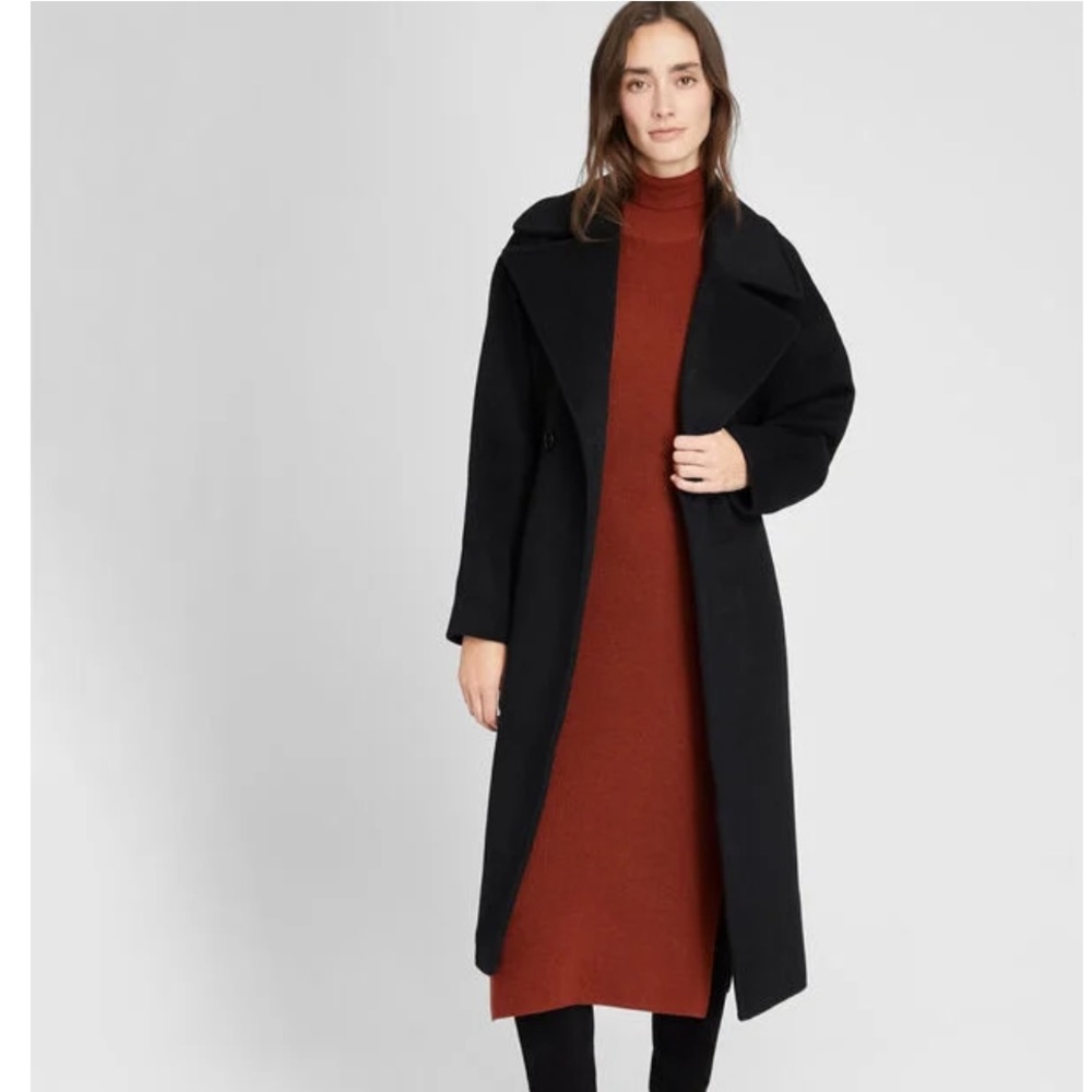 NWT Club Monaco Tie Waist Wrap Coat Black SZ M